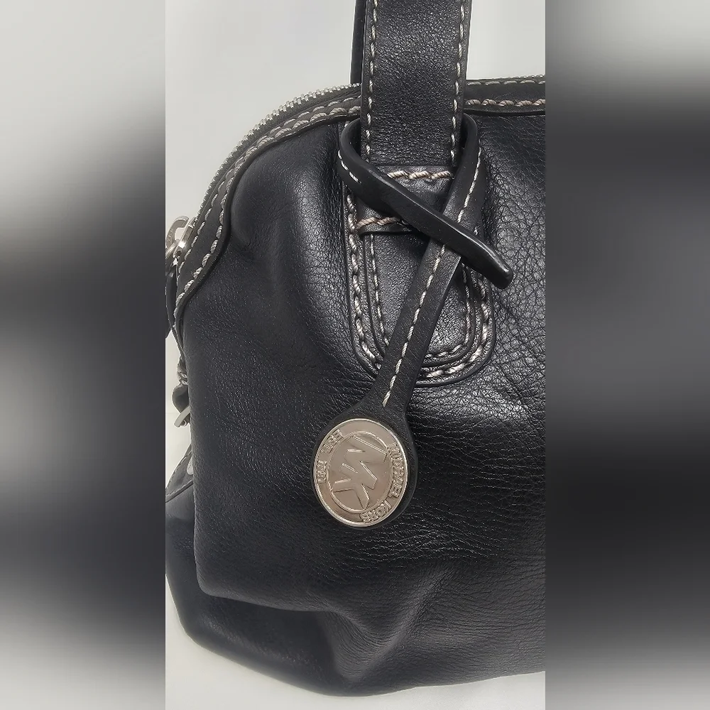 Michael Kors Hudson Large Black Pebbled Leather Shoulder Bag Satchel NWT $398